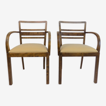 Set of 2 Art Deco chairs in birch burl