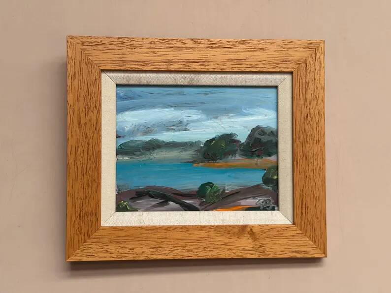 Original Swedish Oil on Panel “Coastal Landscape” by Göran Brunius – Signed