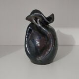 Signed enameled vase with asymmetrical free form