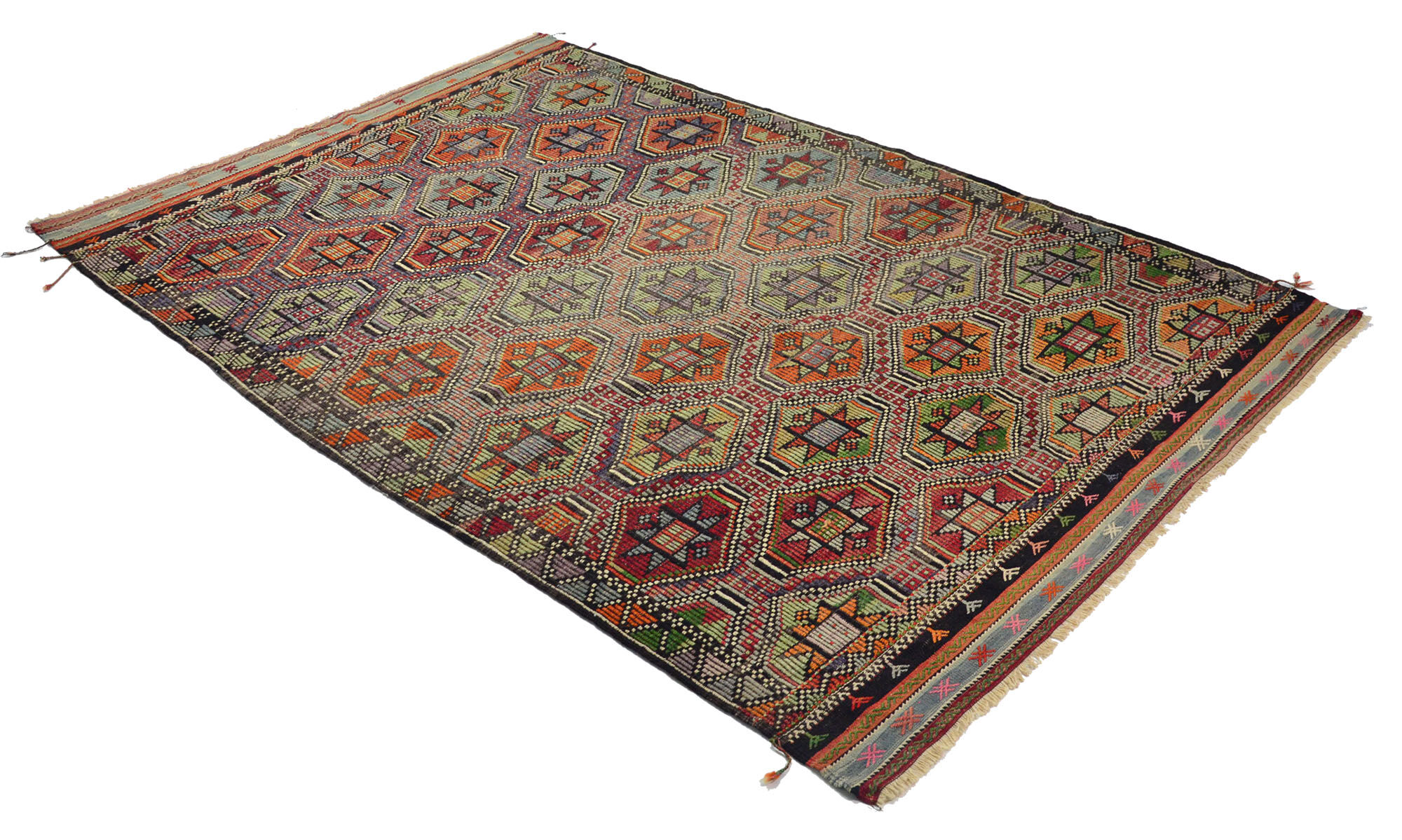 Anatolian handmade kilim rug 291 cm x 200 cm