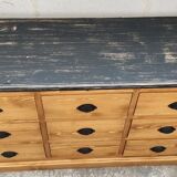 Furniture with drawers waxed pine above black top three tablets furniture of trade