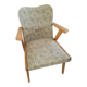 Fauteuil vintage scandinave en bois et tissu