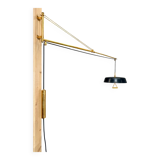 Antique Italian design Stilnovo brass and vintage metal gallows lamp