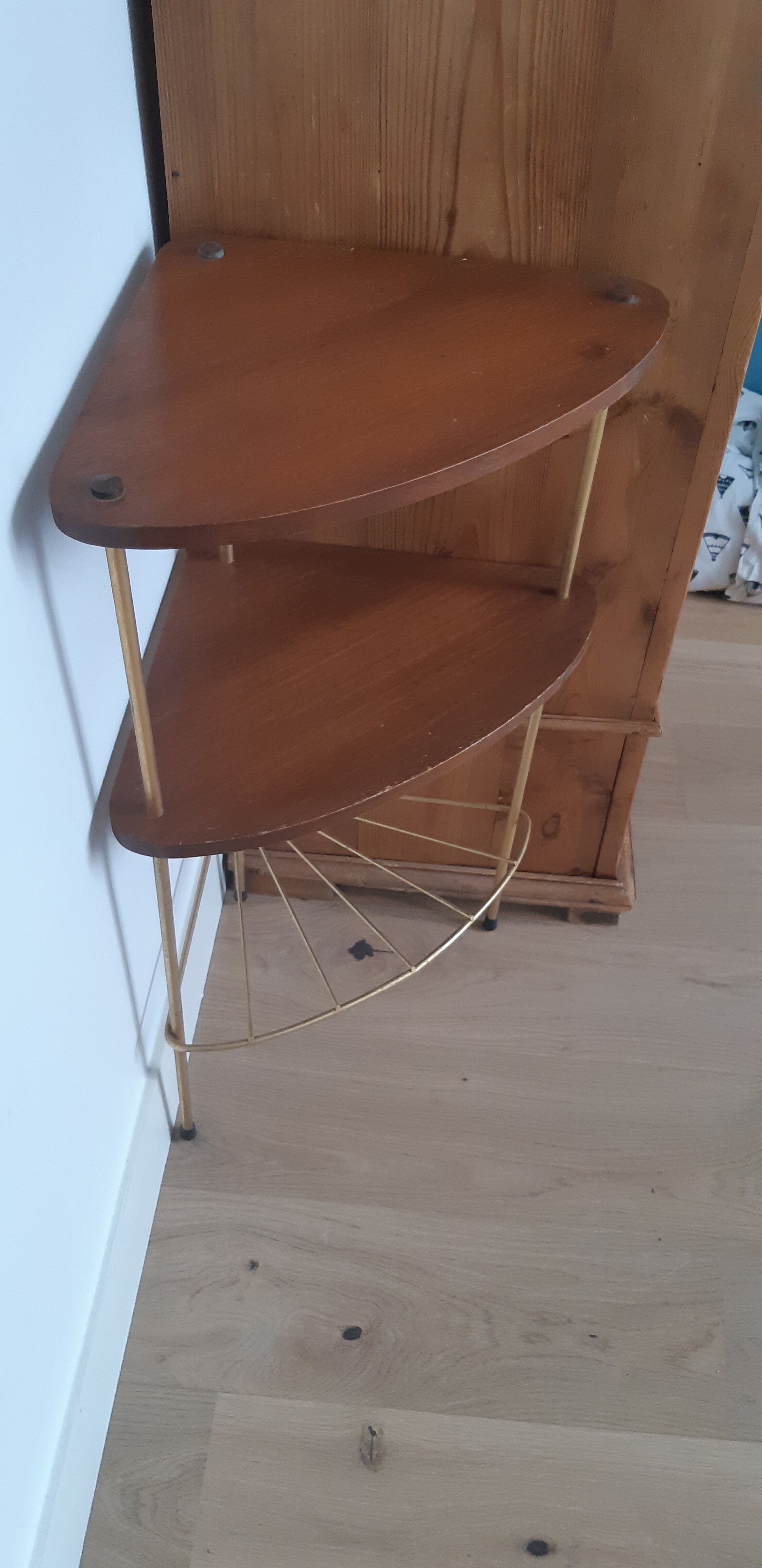 Gold metal corner shelf