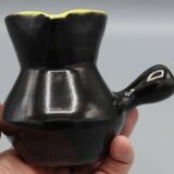 Ancienne ceramique pichet design vintage noir jaune