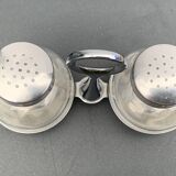 German salt and pepper shaker WMF in metal and glass, 1970