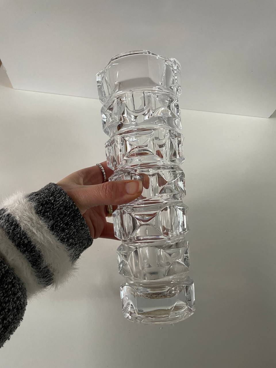 Tubular shaped crystal vase