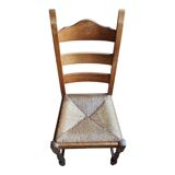 Wooden and straw chairs