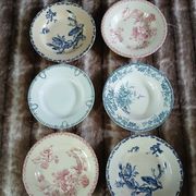 6 mismatched vintage deep plates in ironstone