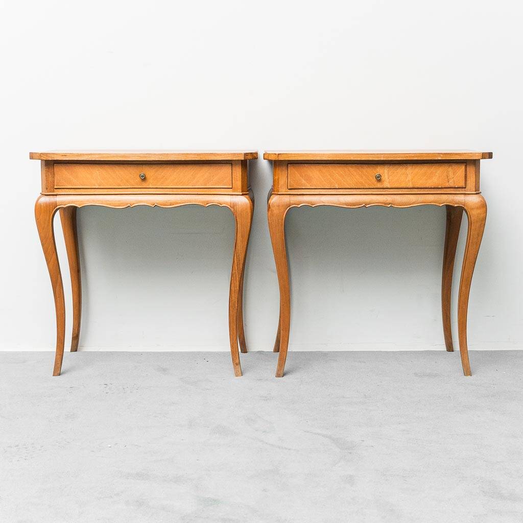 Pair of vintage wooden bedside tables from the 1950s modernism