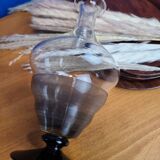 Vase vintage en verre, détails noirs en relief