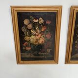 Painting, oil on canvas, Pair of Large Still Lifes with Flowers