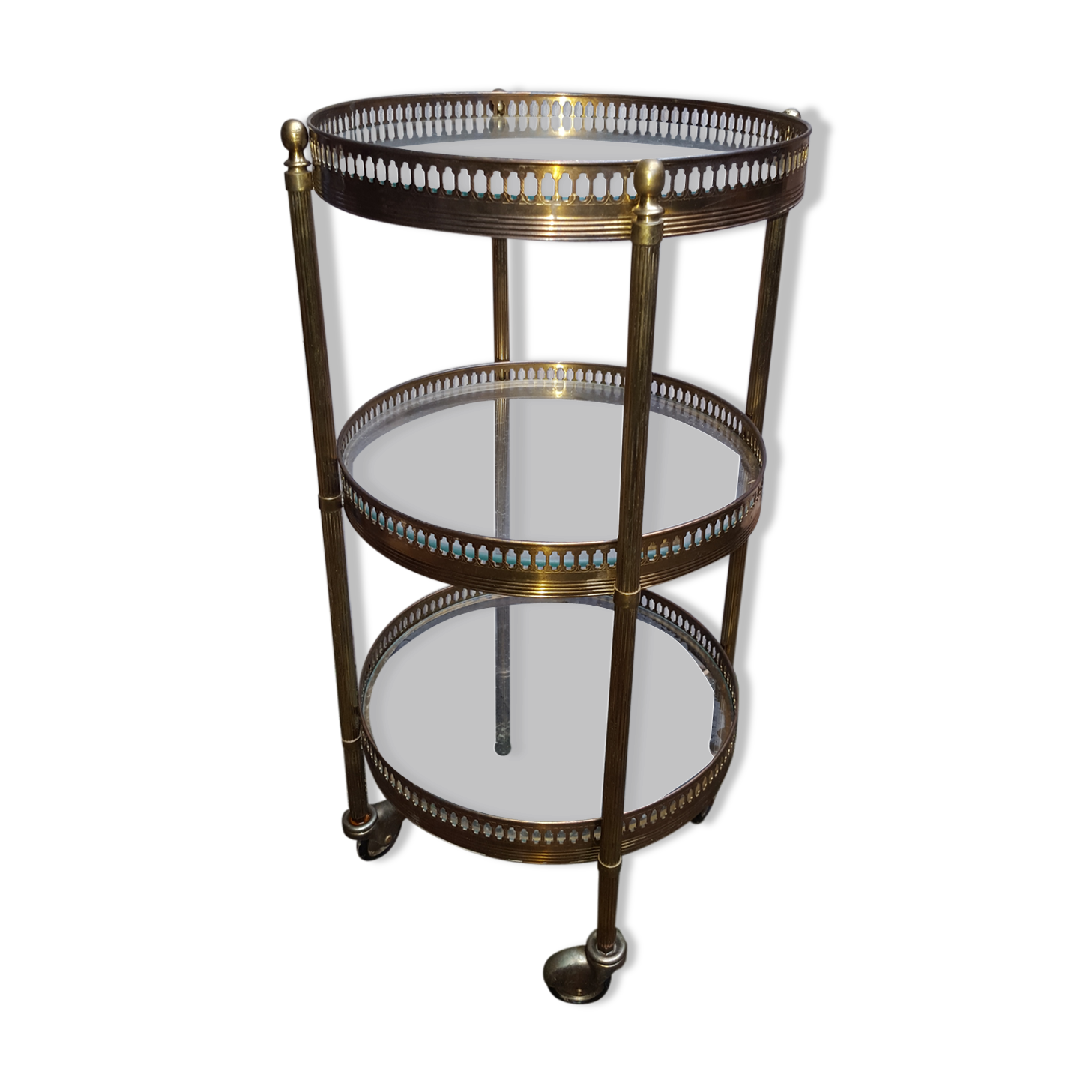 Gold brass and 1960 glass sellette/desserte