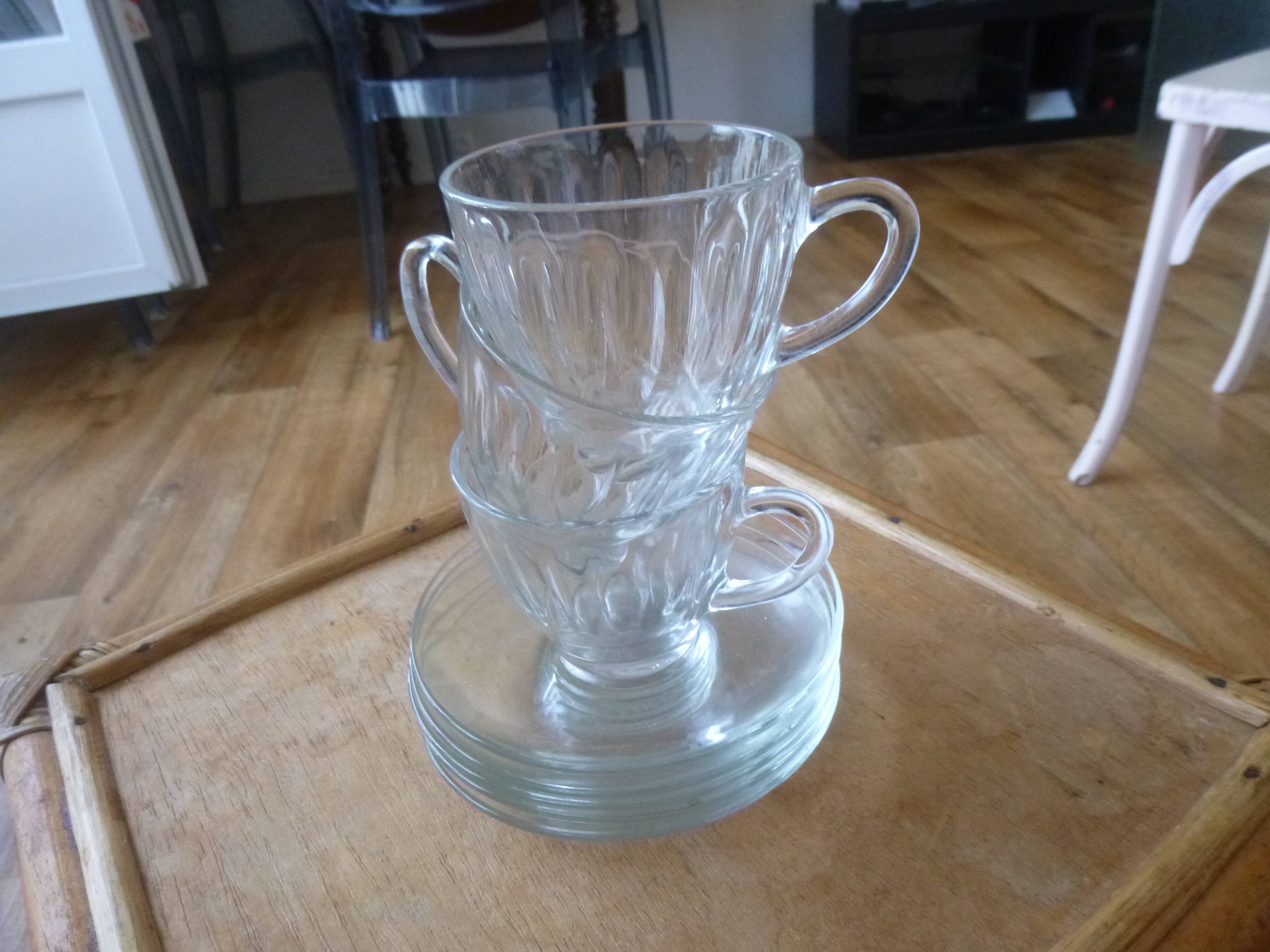 Vintage Duralex cups and saucers