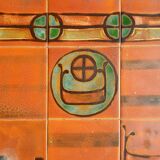 Table basse vintage en céramique – motif drakkar – design années 70