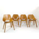 Set of 4 barrel chairs, wooden base, Pierre Guariche, Steiner, 1950s.