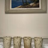 Beige pyrite stoneware mugs