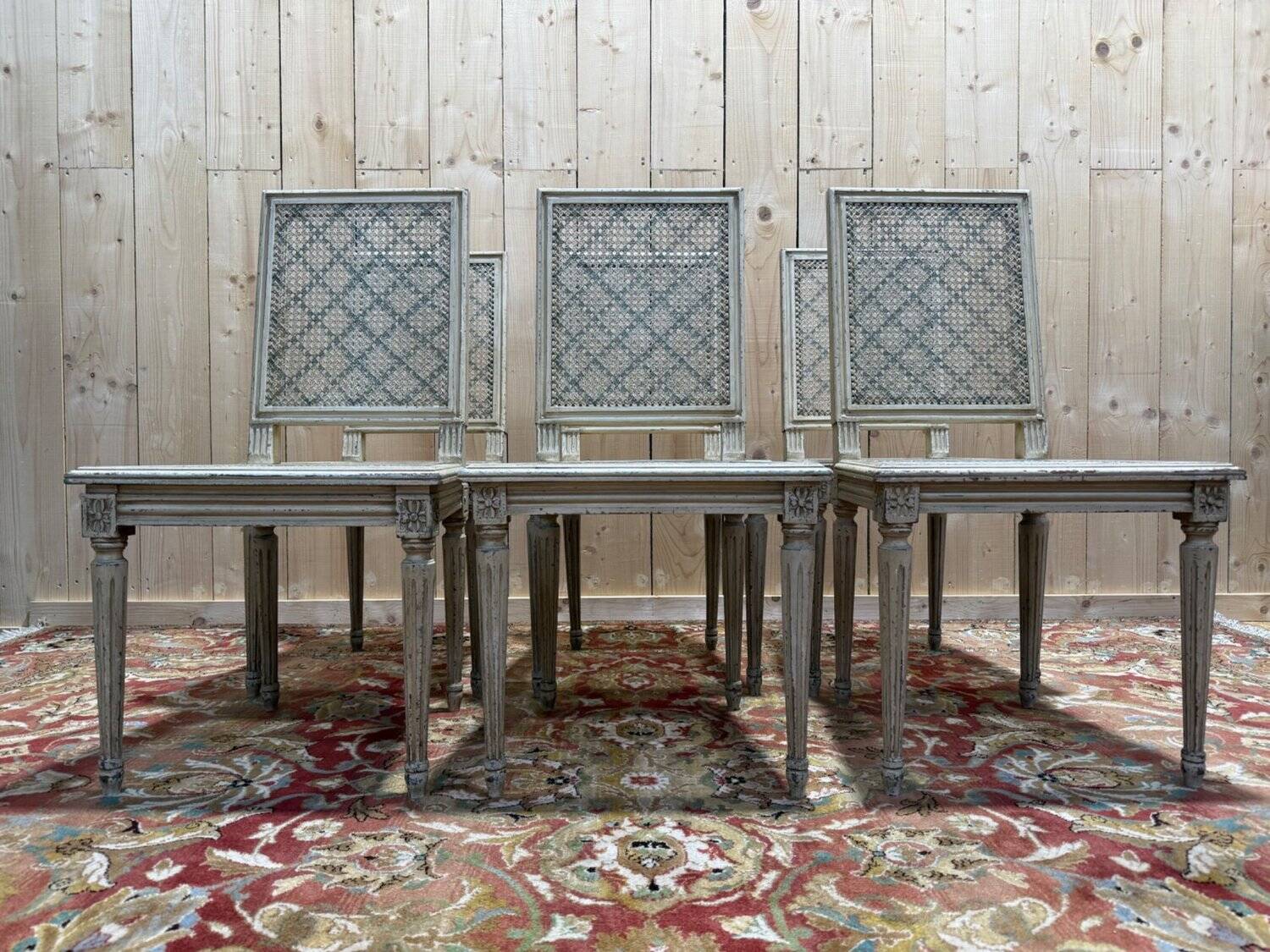 Set of 6 Louis XVI caned wood chairs with a refreshed finish.