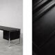 Vintage Mid-Century Danish Modern Minimalist Black Oak Desk with Chrome Base