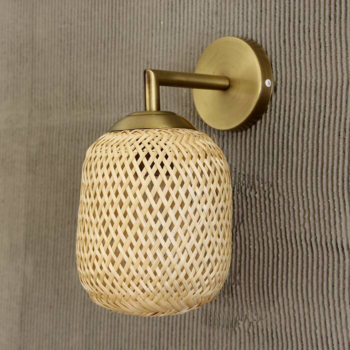 Handmade Gold Rattan Sconce Lamp 16x19Cm