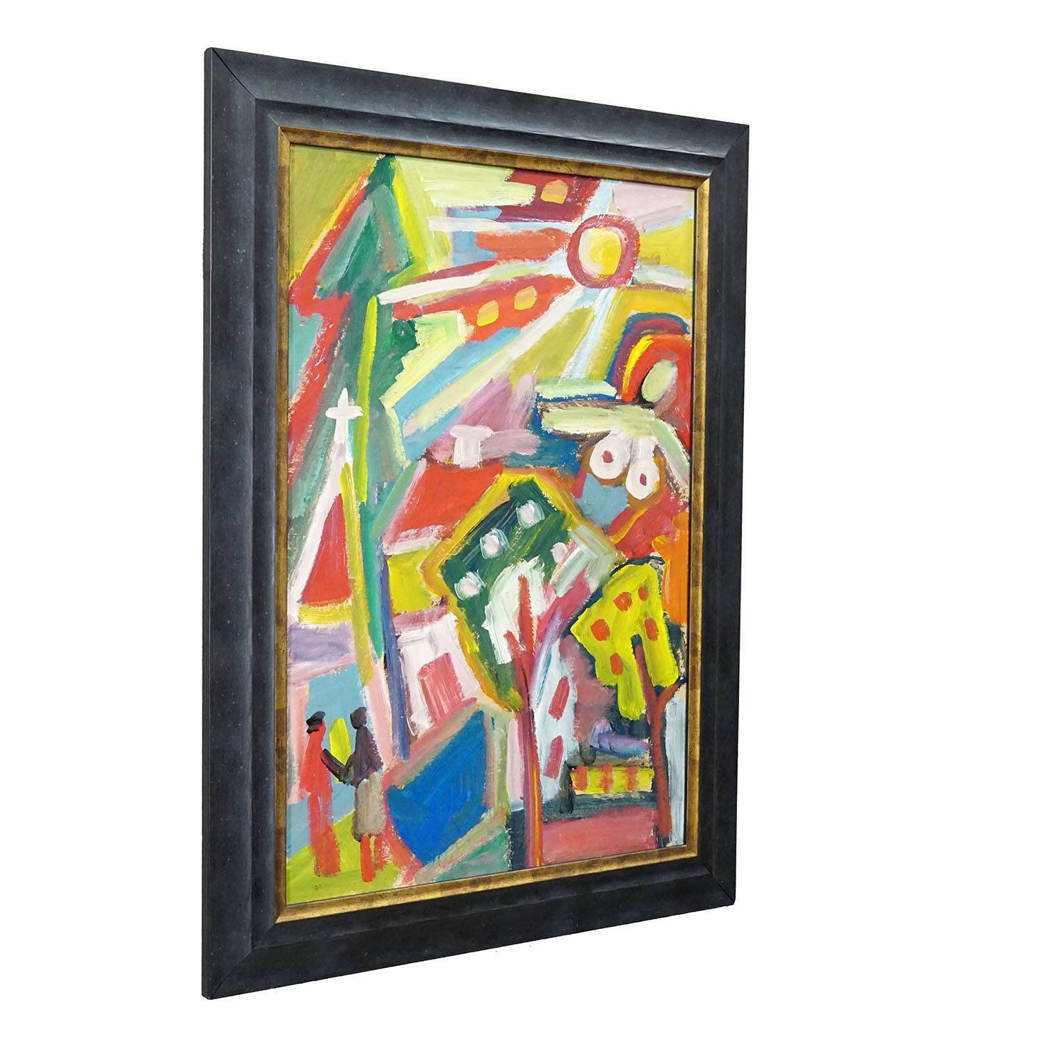 Vintage oil painting 'Bunte Szene' - Miklós Németh, 1962