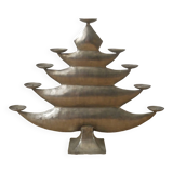 Aluminum candle holder handcrafted fir silver metal African art unique piece candlestick