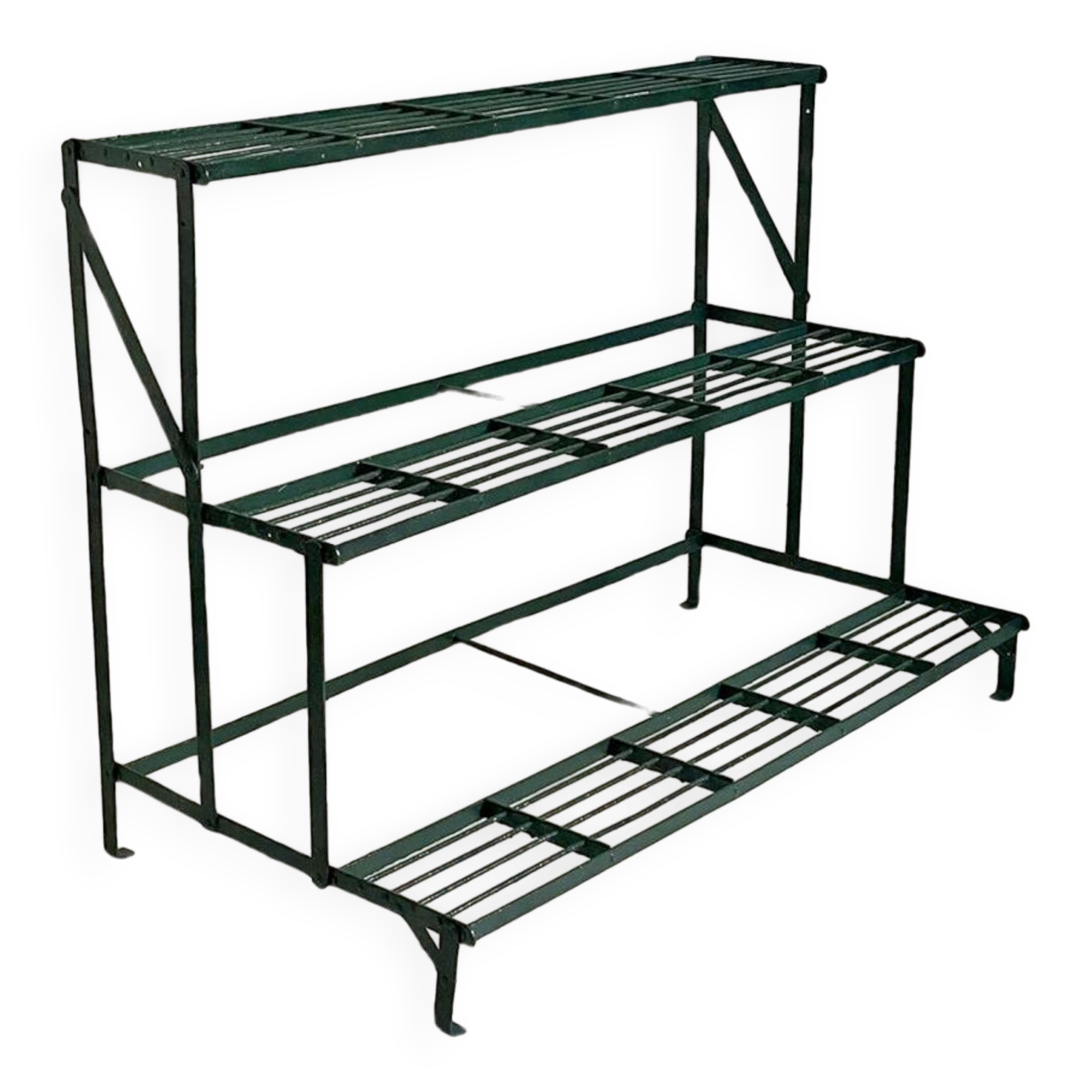 Green metal plant holder