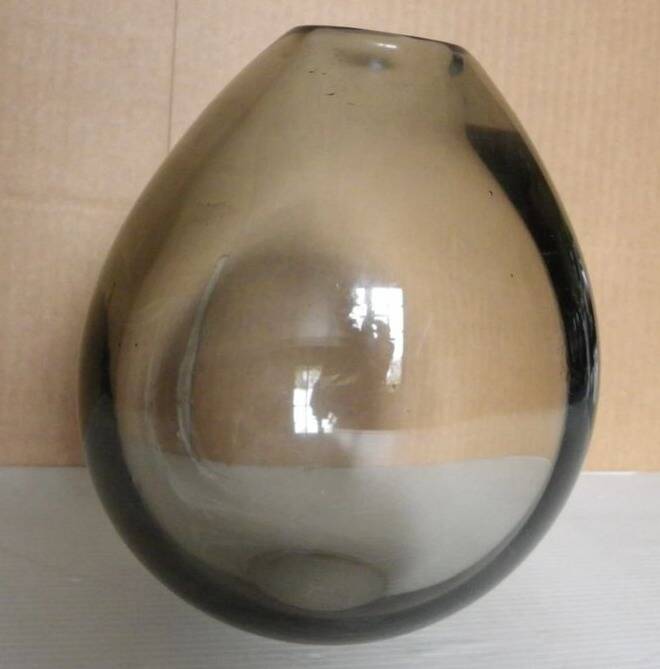 Danish glass vase in grey-black. Signed with the artist's monogram.