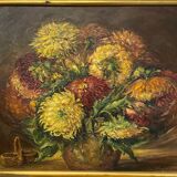 Georgina Cross tableau bouquet of flowers oil on panel