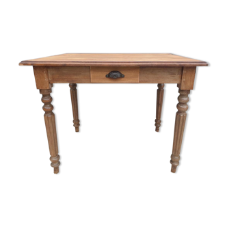 Table bureau 2 faux tiroirs poignées coquille fin XIXème