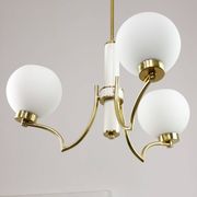 Mid-century Italian Brass and Opaline Chandelier