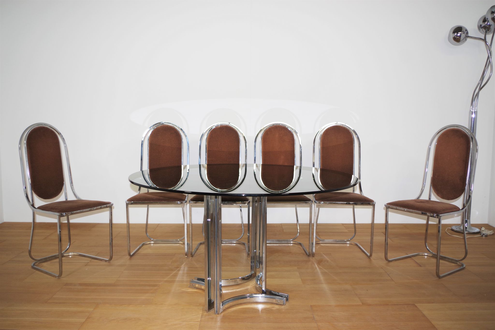 Dining room table and 6 chairs by Alessandro Alpizzi, 1970s, Set of 7
