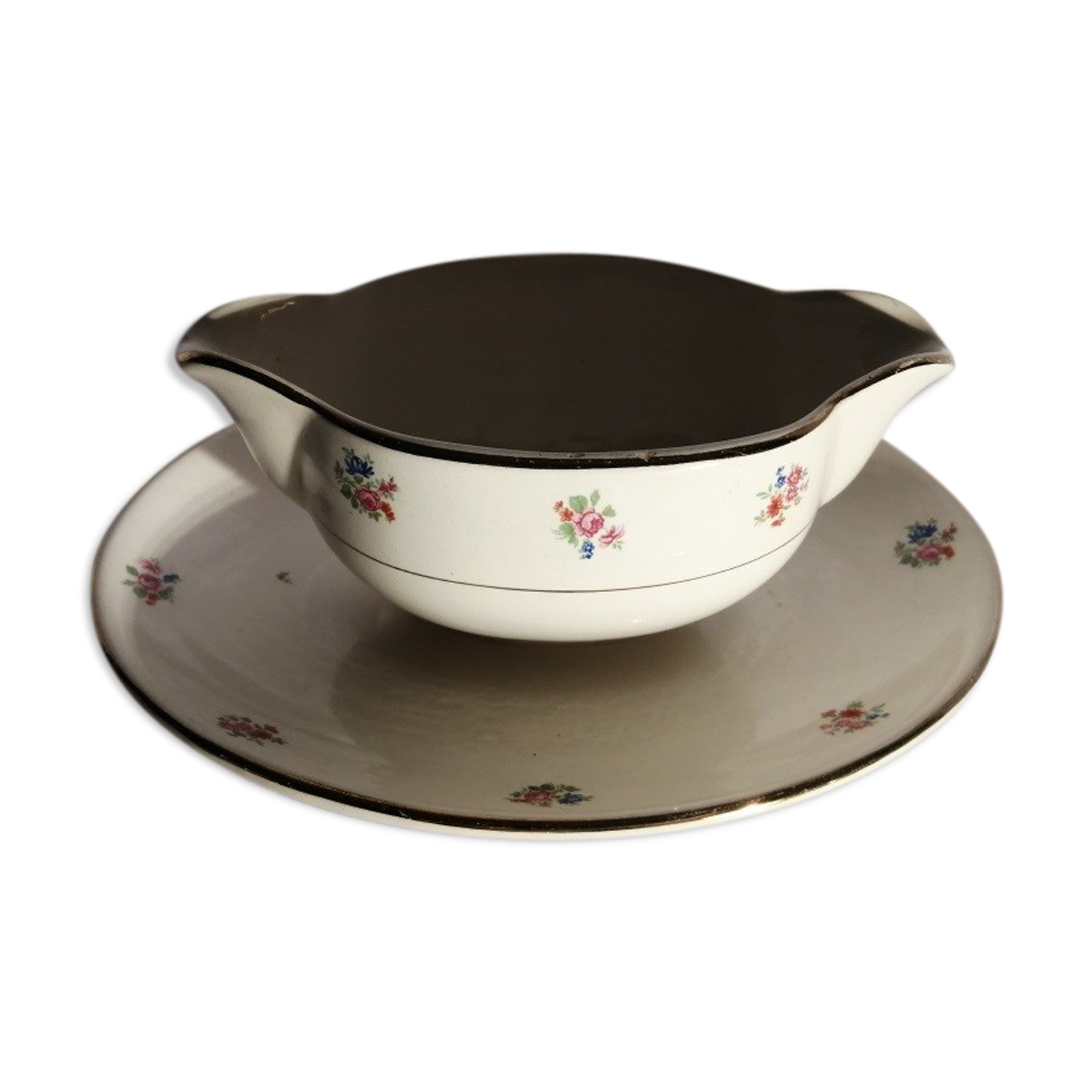 Saucière Bouquet porcelain flowers Sarreguemines Digoin