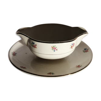 Saucière Bouquet porcelain flowers Sarreguemines Digoin