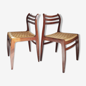 Pair of Scandinavian chairs in braided rope-circa 1960