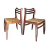 Paire de chaises scandinaves assise en corde tressée circa 1960