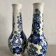 Lot of large Polish ceramic vases with hand-painted blue floral decoration