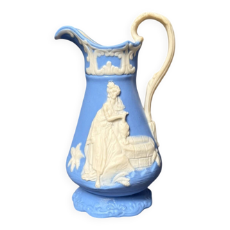 Victorian Porcelain Cruche Pitcher Vase Ewer Sam Alcock Woman Girl
