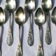 12 Apollo silver metal spoons in Transition Louis XV XVI style