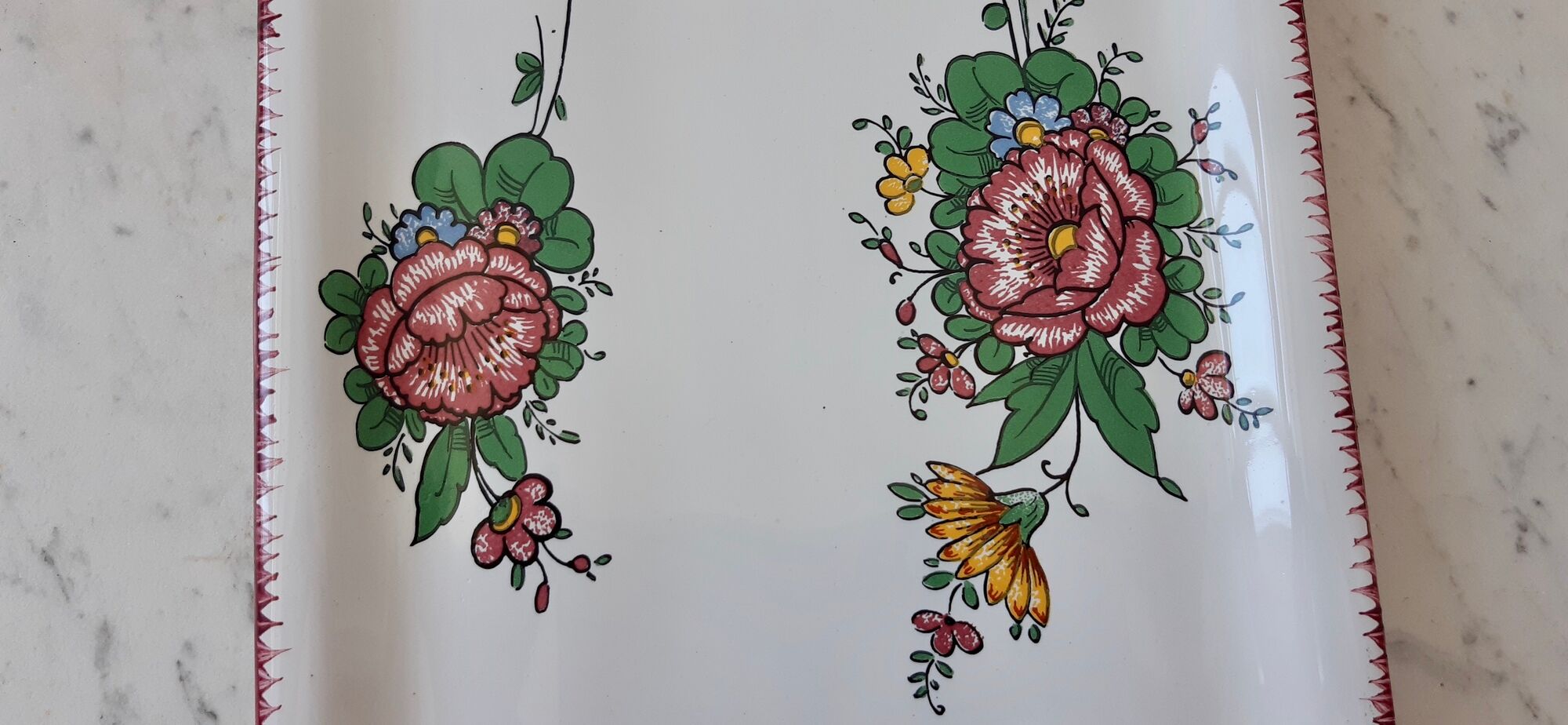 Cake dish Faiencerie d'art d'Angoulême "Le renoleau" 60s