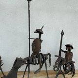 Vintage sculpture in recovered metal, La corrida and its actors