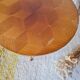 Vintage tripod side table, marquetry diamond top – 50/60