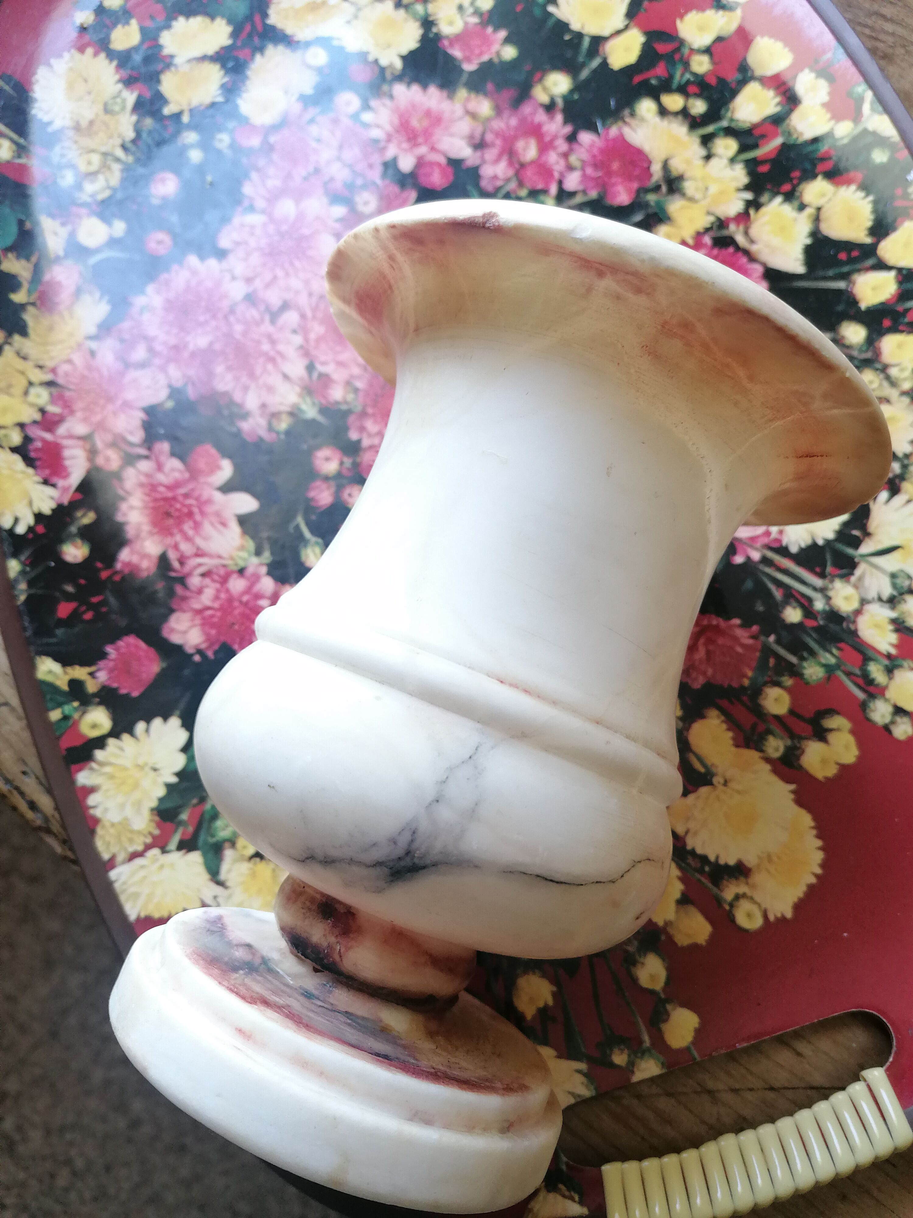 Vase en albatre Médicis rosé et creme