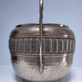 Large art deco stamped brass planter