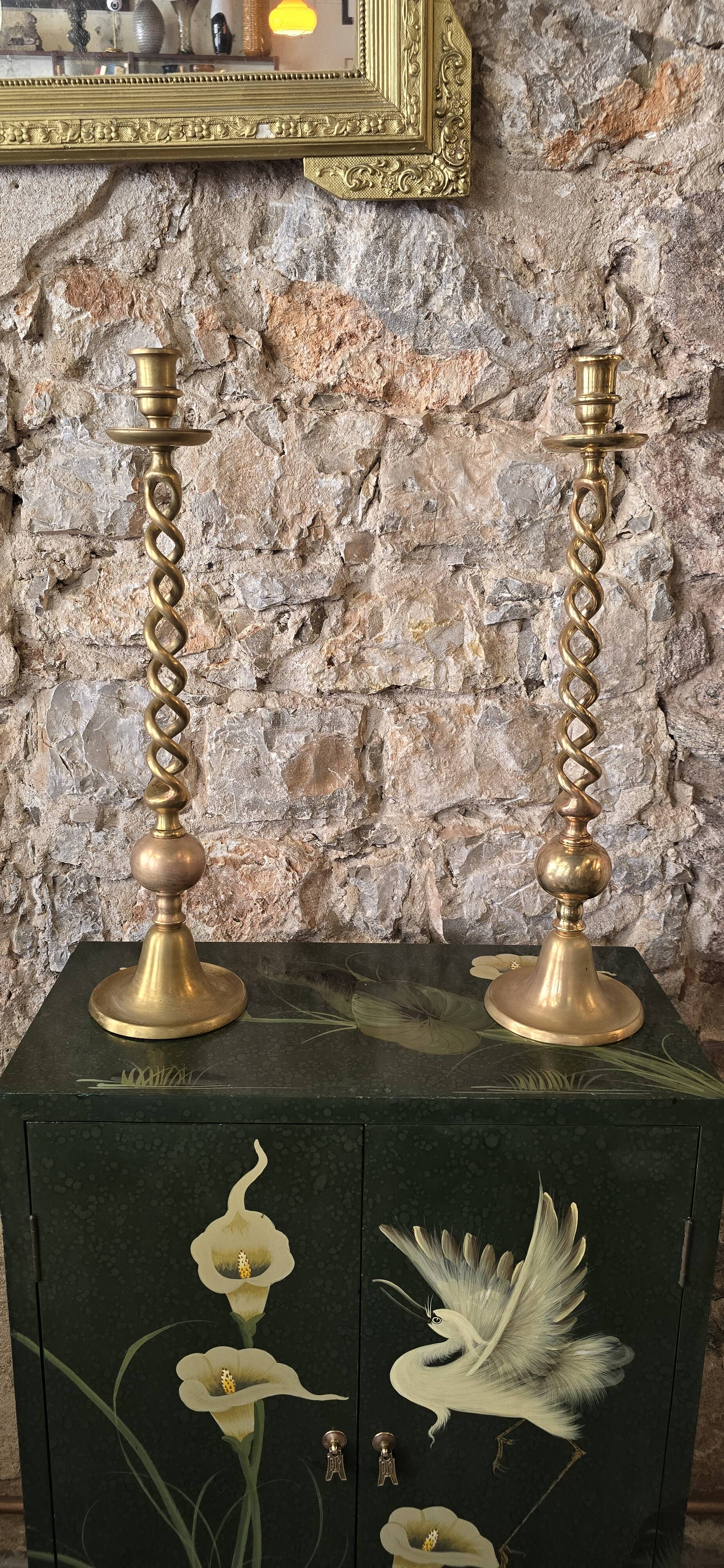 5 Pair of gilt bronze candlesticks, 19th century - 59 cm