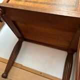 Antique bedside table in wood and marble – adorned with gilded brass ornaments –
