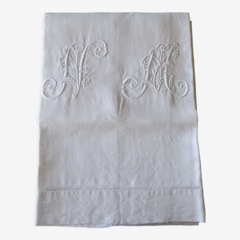 Antique linen embroidered sheet