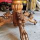 Oval oak table with carved details - known as a hunting table.