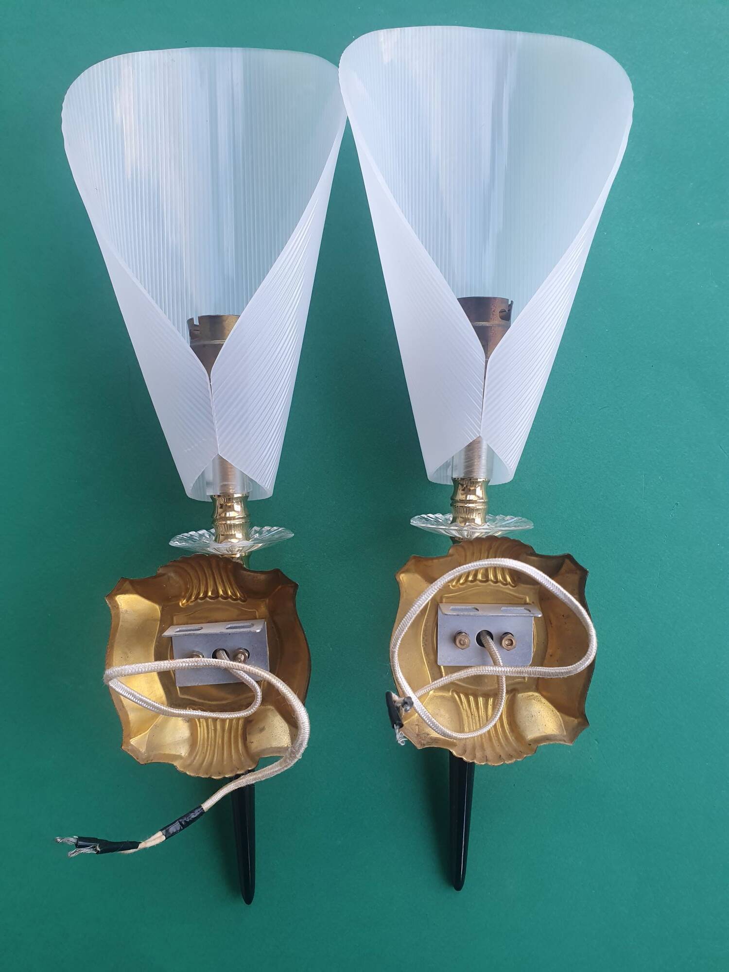 Pair of 50s rockabilly torch wall lights