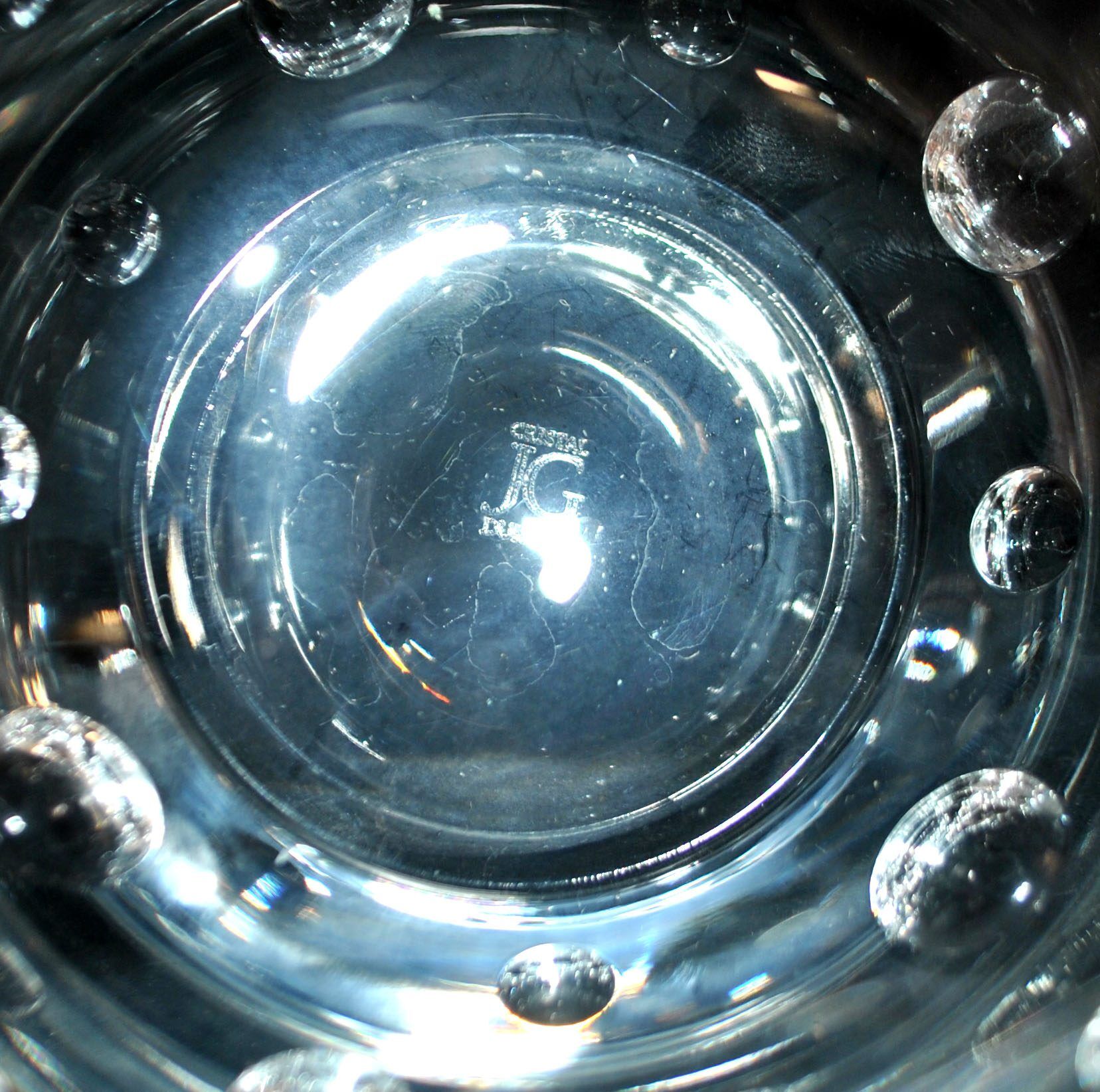 Cristal jg durand set of 2 cut crystal bowls with bubble dots